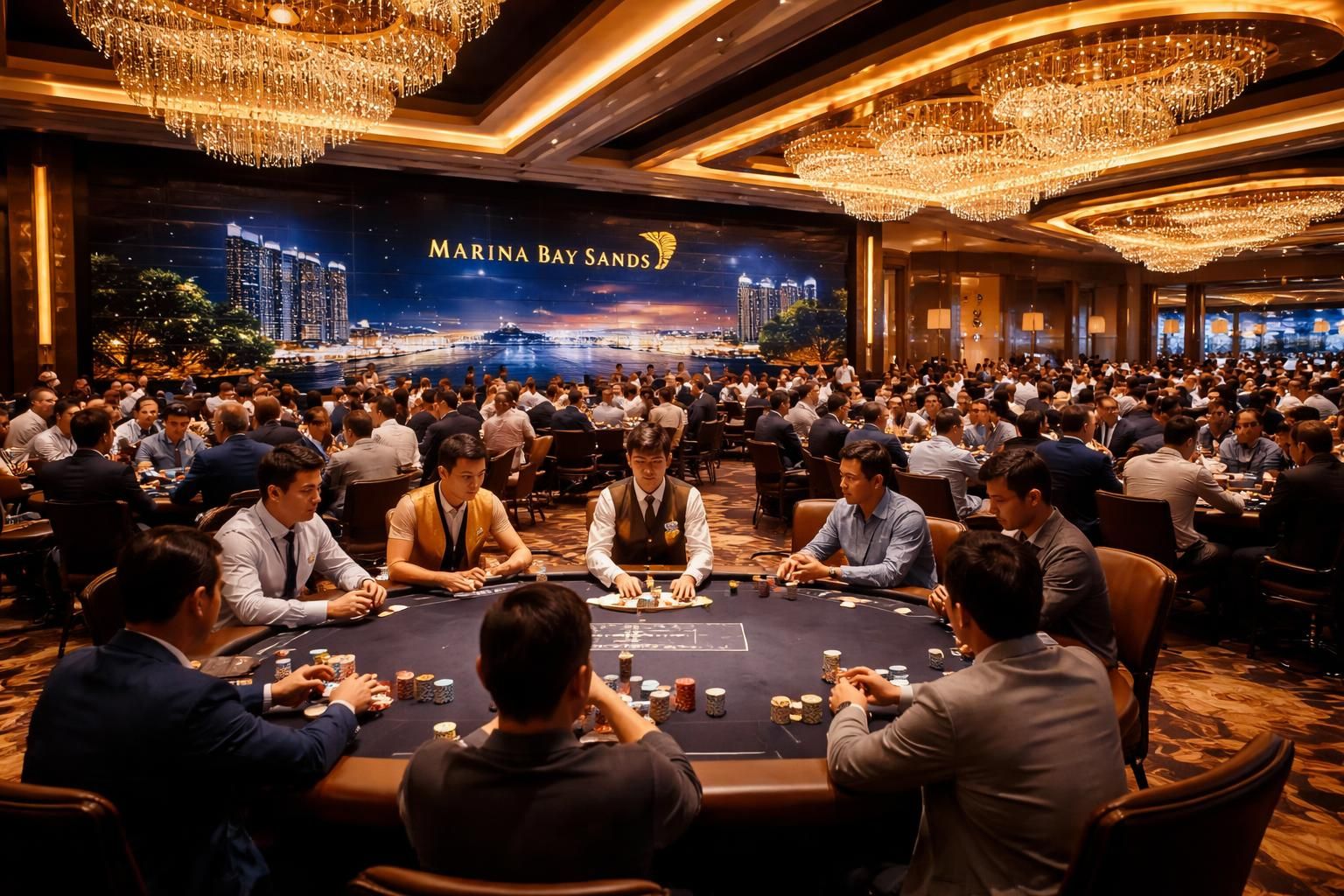 découvrez la salle de poker marina bay sands à singapour, un véritable paradis pour les amateurs de poker avec des jeux excitants, une ambiance luxueuse et des événements prestigieux.